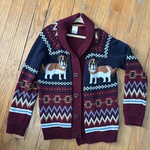 Gymboree boys fairisle cardigan sweater with dogs